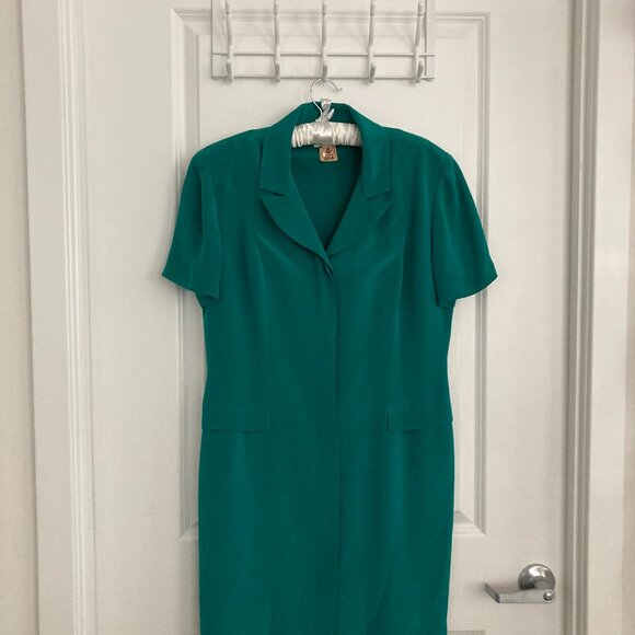 Talbots Turquoise 100% Silk Dress - Picture 1 of 1